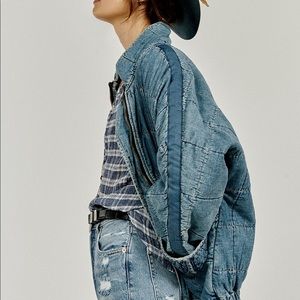 free people dolman quilted denim jacket